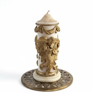 Ornate Gold and Cream Angel Candle And Bass Holder